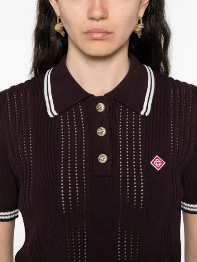 Casablanca Cotton Knit Polo Shirt In Brown