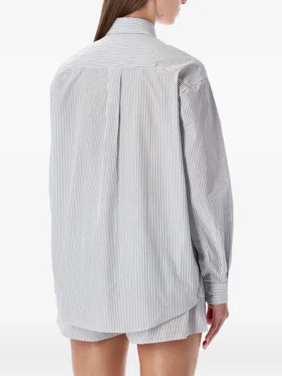 Sporty And Rich Oversized Striped Shirt Chest Pocket In Multi