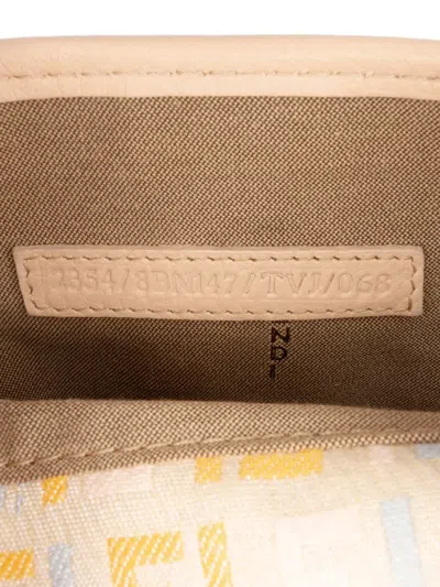 Pre-owned Fendi 2010-2025 Multicolor Zucchino Canvas And Leather Charm Flap Handbag In Brown