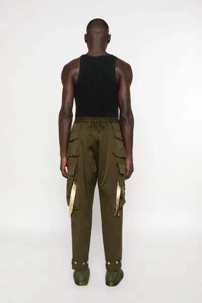 Mastermind Japan Cargo Trousers With Ribbons On The Pockets In Green
