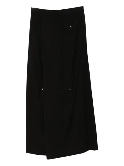 Julius Over-wrapping Trousers In Black