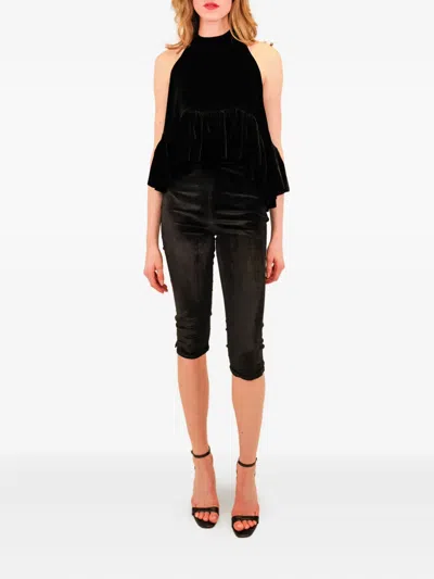 WINSTON 荷叶边丝绒上衣