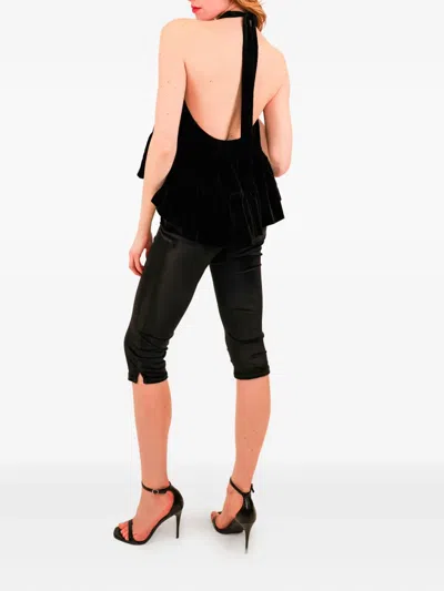 WINSTON 荷叶边丝绒上衣