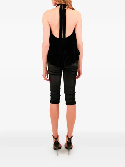 WINSTON 荷叶边丝绒上衣