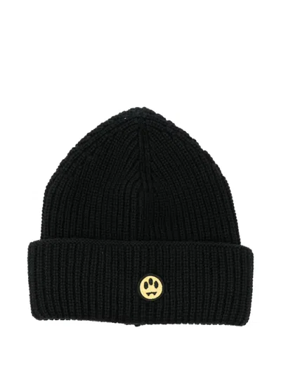 Barrow Smiley-patch Cotton Beanie In Brown