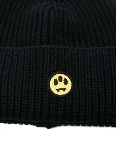 Barrow Smiley-patch Cotton Beanie In Brown