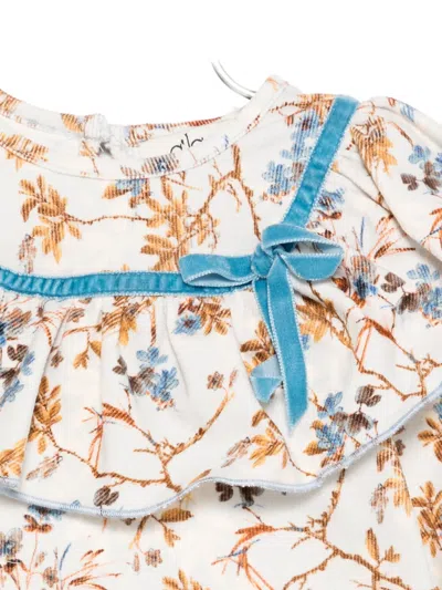 Alapage Ruffled-collar Floral-print Top In Neutral