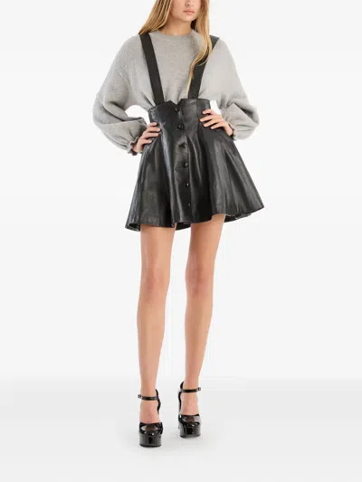 Rotate Birger Christensen Leather Miniskirt With Suspenders Rotate In Black