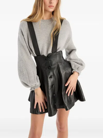 Rotate Birger Christensen Leather Miniskirt With Suspenders Rotate In Black