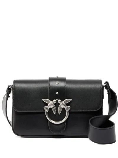 Pinko Love One Classic Leather Shoulder Bag In Black