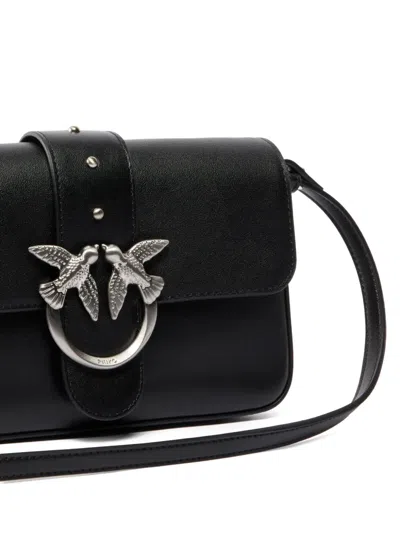 Pinko Love One Classic Leather Shoulder Bag In Black
