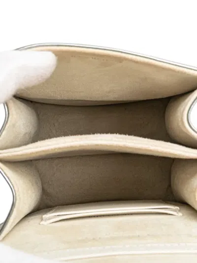 Pre-owned Dior 2018 Metallic Studded Calfskin Vertical Ama Crossbody Bag In Silver