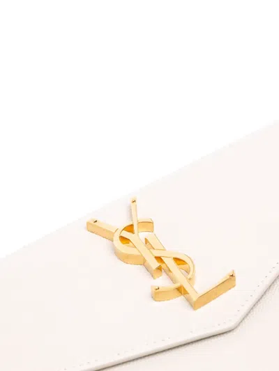 Pre-owned Saint Laurent 2023 Grain De Poudre Uptown Pouch Clutch Bag In White