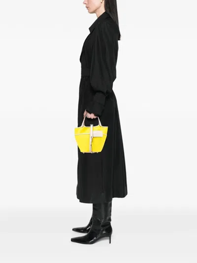 Pre-owned Hermes 2022 Toile Goeland And Swift Cargo Picotin Lock 18 Handbag In White