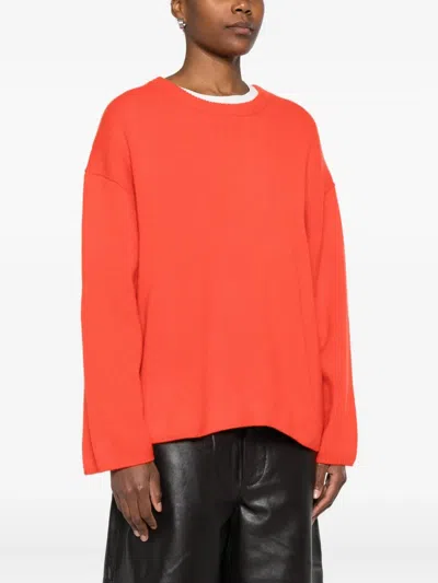 Soft Goat Crew Neck Sweaters In Soft Wool In Red