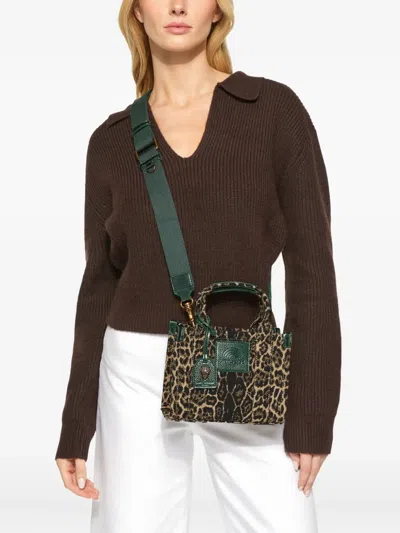 Kurt Geiger Leopard Print Southbank Extra Small Tote In Brown