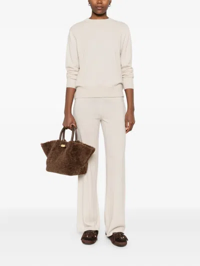 Soft Goat Cashmere Jumper And Trouser Set In Neutral