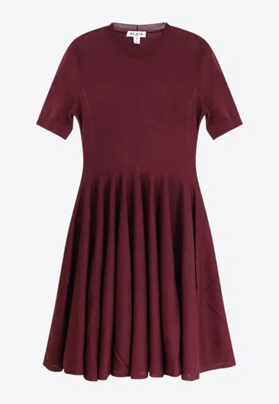 Alaïa Alaia Women Skater Virgin Wool Dress In Red