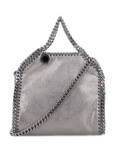 Stella Mccartney Silver-tone Grey Bag With Decorative Stitching And Chain Strap In Gray