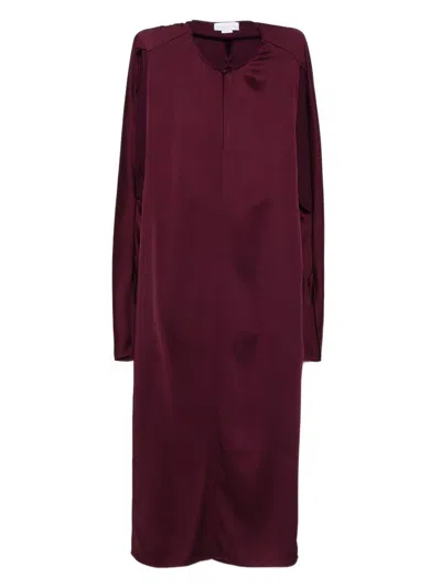 Stella Mccartney Cape-sleeve Cut-out Satin Midi Dress In Red