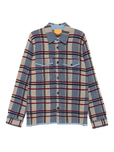 Guest In Residence Heather Blue Plaid Cashmere Work Shirt Jacket In Blue