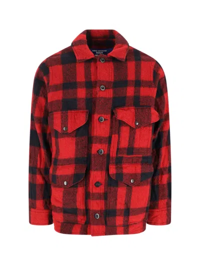 Junya Watanabe Checked Press-stud Shirt Jacket In Red