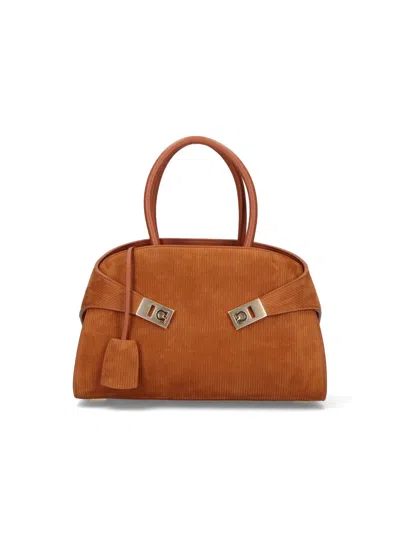 Ferragamo Medium Hug Tote Bag In Brown