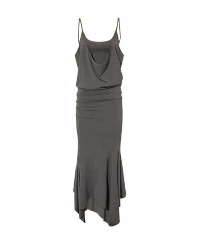 Attico Asymmetric Midi Dress Grey