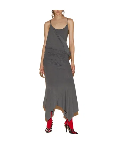 Attico Asymmetric Midi Dress Grey