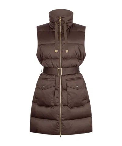 Liu •jo Quilted Brown Jacket With High Collar