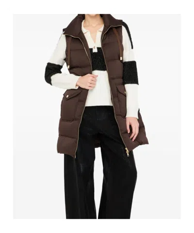 Liu •jo Quilted Brown Jacket With High Collar