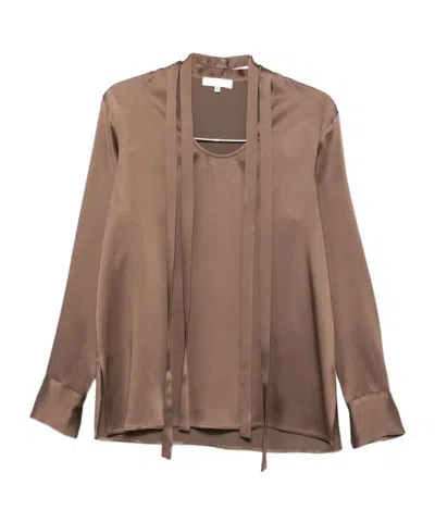 Antonelli Shirt With Tie Collar In Brown