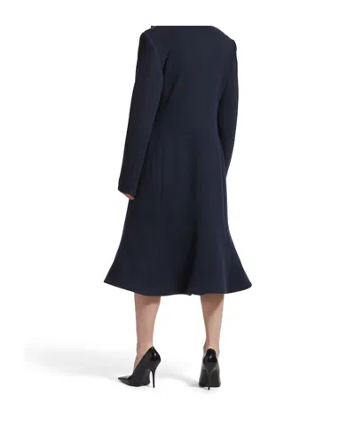 Balenciaga Women Godet Midi Double-breasted Wool Coat In Blue