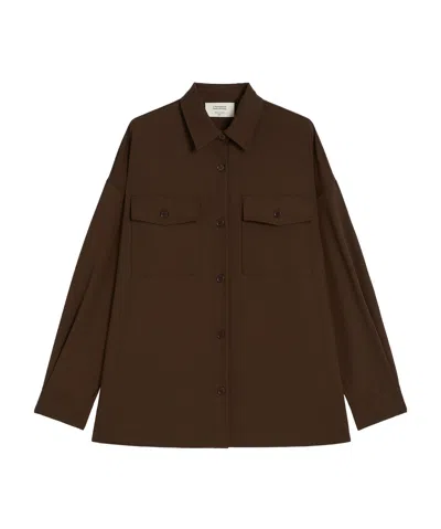 Weekend Max Mara Firmina Virgin Wool Button-up Shirt In Brown