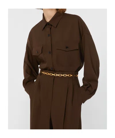 Weekend Max Mara Firmina Virgin Wool Button-up Shirt In Brown