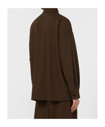 Weekend Max Mara Firmina Virgin Wool Button-up Shirt In Brown