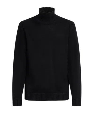 Dondup Man Turtleneck Midnight Blue Size 40 Wool In Black