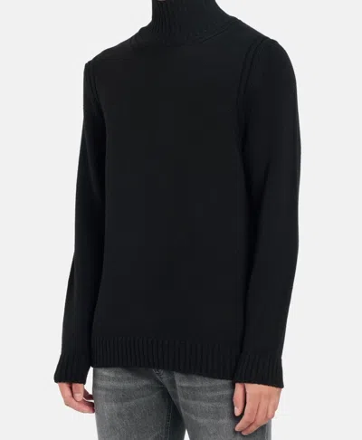 Dondup Man Turtleneck Midnight Blue Size 40 Wool In Black
