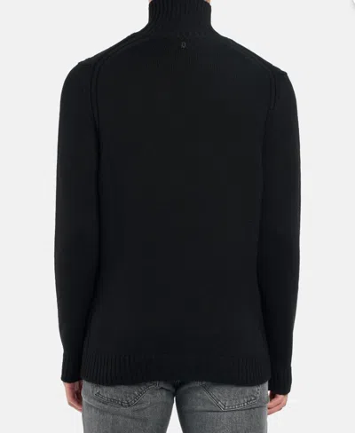 Dondup Man Turtleneck Midnight Blue Size 40 Wool In Black