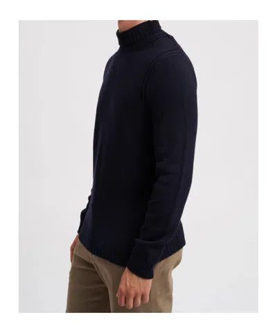 Dondup Man Turtleneck Midnight Blue Size 40 Wool In Black