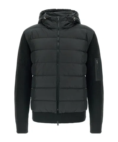 Herno Padded Bomber Jacket With Wool Sleeves Clothing In Black