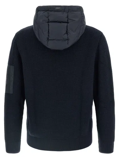 Herno Padded Bomber Jacket With Wool Sleeves Clothing In Blue