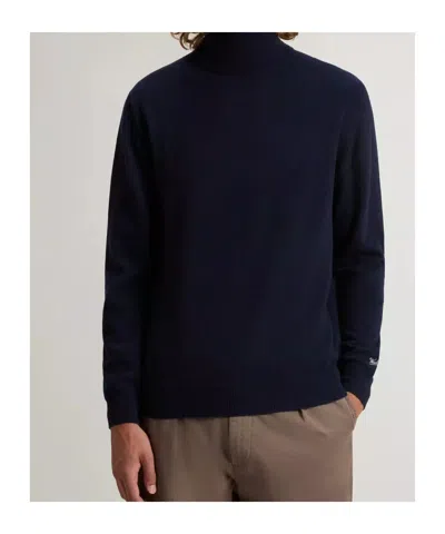 Woolrich Lambswool Turtleneck Sweater In Blue