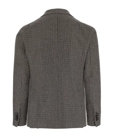 Tagliatore Classic Houndstooth Wool Blazer With Notched Lapels And Button Closure In Black