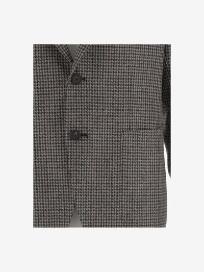 Tagliatore Classic Houndstooth Wool Blazer With Notched Lapels And Button Closure In Black