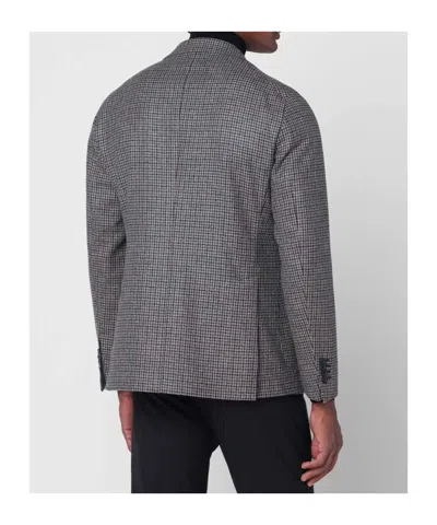 Tagliatore Classic Houndstooth Wool Blazer With Notched Lapels And Button Closure In Black