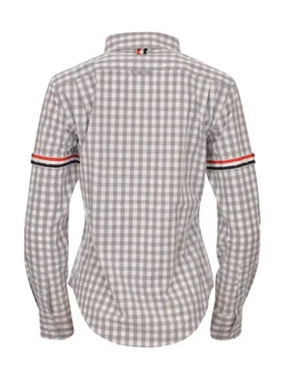 Thom Browne Long Sleeve Gingham Check Shirt In Gray