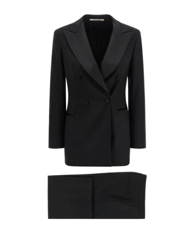 Tagliatore Tailored Double-breasted Wool Suit In Black