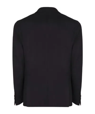 Tagliatore Double-breasted Virgin Wool Jacket In Black