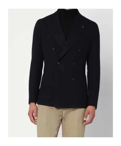 Tagliatore Double-breasted Virgin Wool Jacket In Black